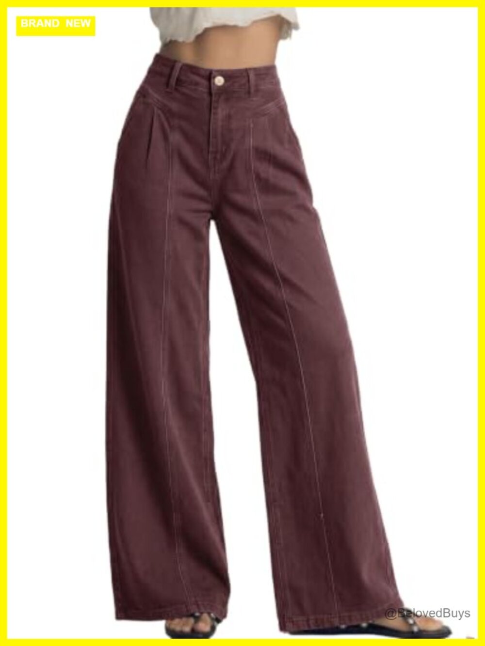 Wide Leg High Rise Stretchy Seamed Front Jeans